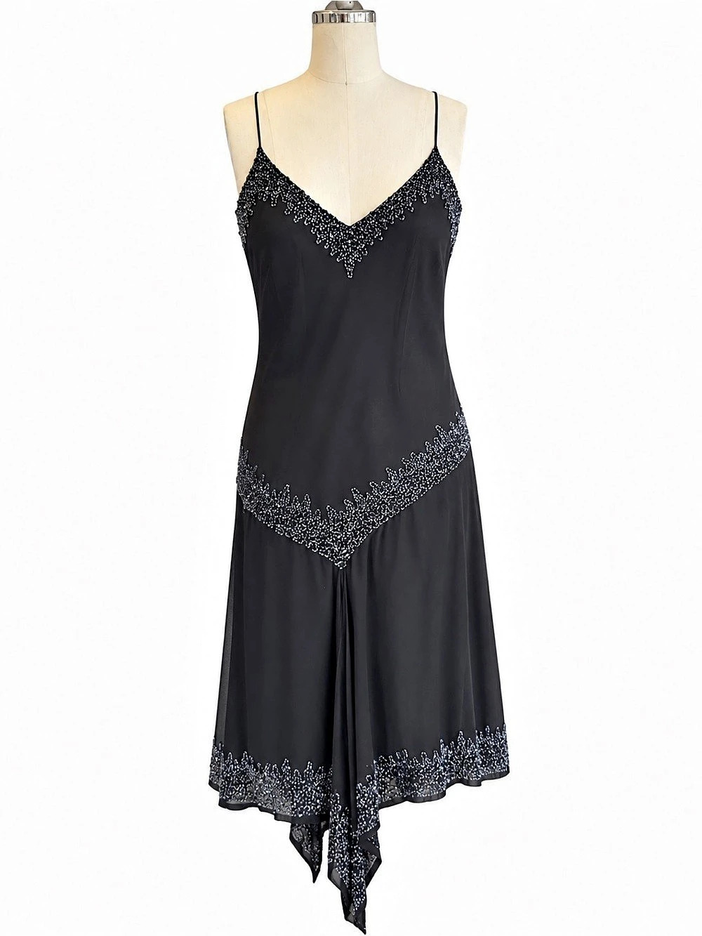 dressbarn Black Beaded High Low Dress Size 12